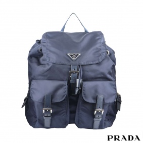 Prada Blue Nylon And Saffiano Leather Backpack Prada Blue Nylon And Saffiano Leather Backpack